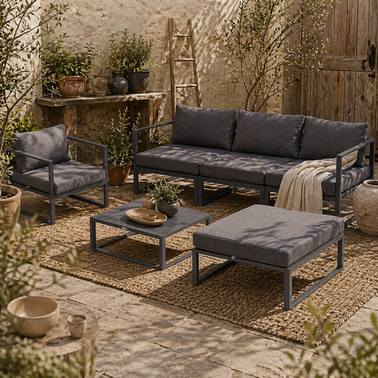 Nimavi 6 Seater Outdoor Sofa Set with Coffee Table Chair and Stool