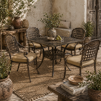 Monake 4 Seater Bronze Cast Aluminium Outdoor Garden Dining Set