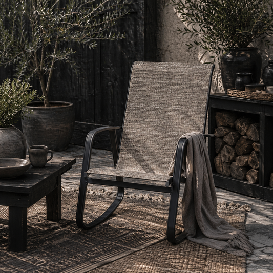 Leke Fizi Metal Light Brown Single Outdoor Rocking Garden Chair