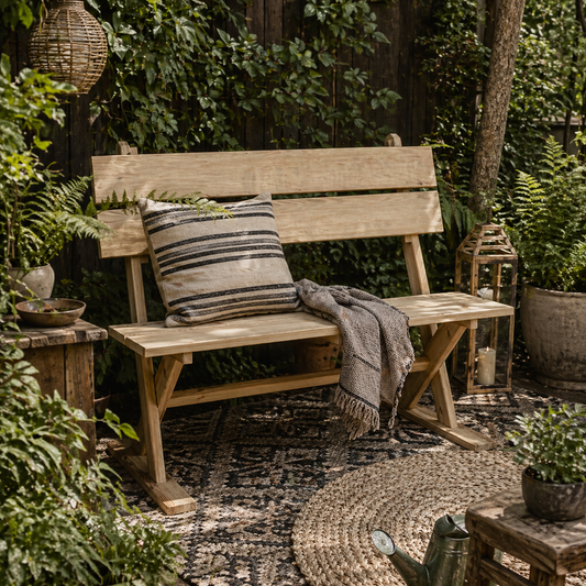 Soyo Fir Wood Natural 2 Seater Garden Bench With Slatted Seat And Angled Back