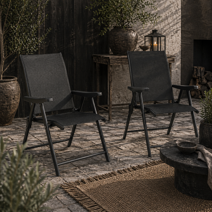 Sopazzi Set of 2 Metal Black Folding Outdoor Chairs