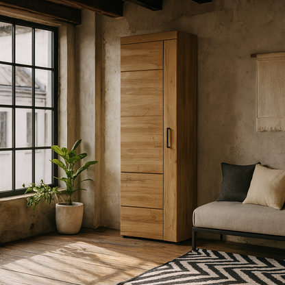 Larkwood Tall Glazed Grandson Oak Wood Cupboard Left Hand