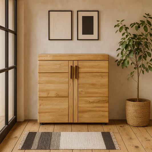 Cortina 2 Door Grandson Oak Wood Shoe Cabinet