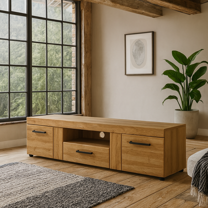 Cortina 2 Door 1 Drawer Wide TV Cabinet in Grandson Oak