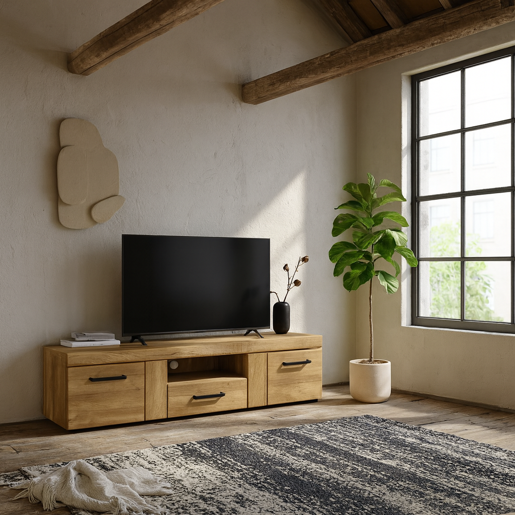 Cortina 2 Door 1 Drawer Wide TV Cabinet in Grandson Oak