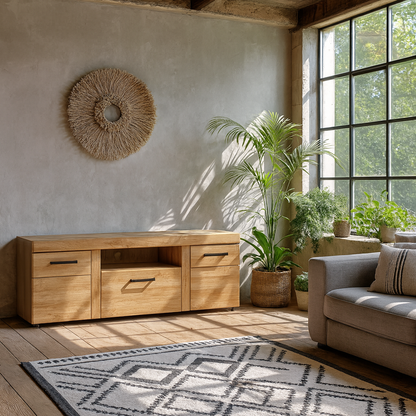 Cortina 2 Door 1 Drawer Tall TV Cabinet in Grandson Oak