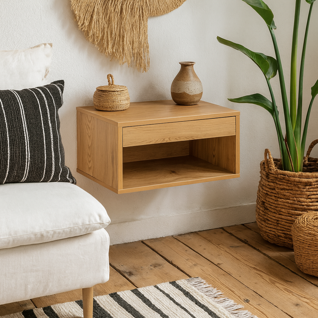 Bramblebud Square Oak Bedside Table 1 Drawer