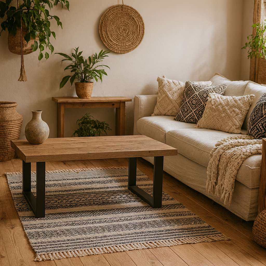 Berrytwist Artisan Oak Coffee Table Industrial Black Metal Legs