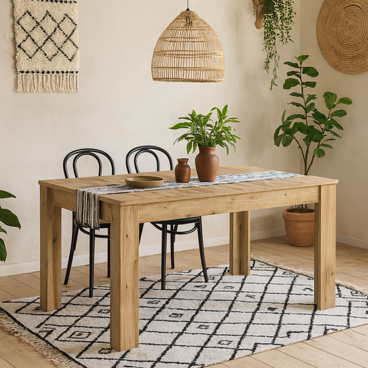 Tipsyfern Oak Wood Extending Dining Table