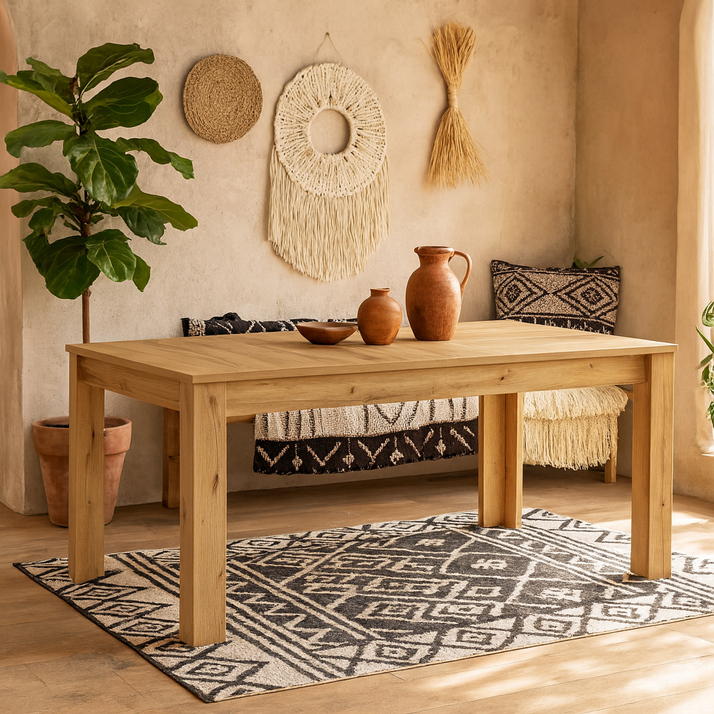 Tipsyfern Oak Wood Extending Dining Table