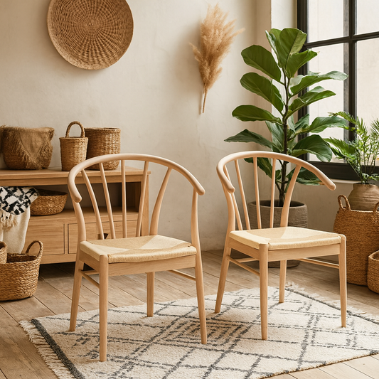 Set of 2 Buenos Aires White Oak Wood Dining Chair