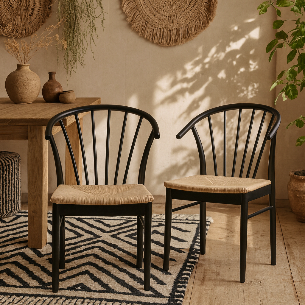 Set of 2 Buenos Aires Black Wood Dining Chair