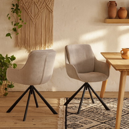 Pebbleseed Set of 2 Sand Upholstered Swivel Dining Chair