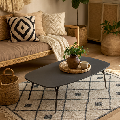 Rosefern Black Ceramic Oblong Coffee Table