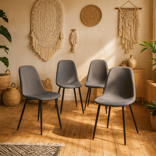 Set of 4 Tipsyfern Light Grey Upholstered  Dining Chair