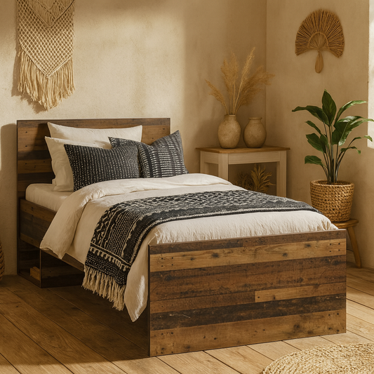 Whimwick Single 3ft Walnut Industrial Bed Frame