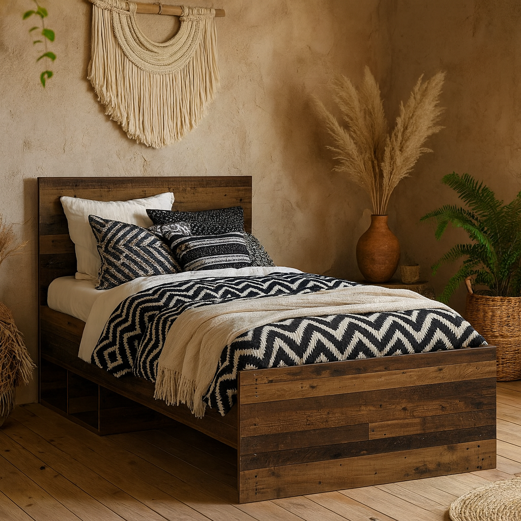 Whimwick Single 3ft Walnut Industrial Bed Frame