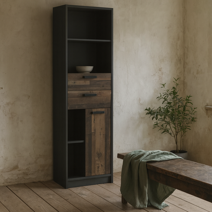 Brooklyn Bookcase in Walnut and Dark Matera Grey