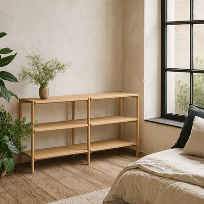 Berrytwist Scandi White Oak Veneer Bookcase 4 Shelves