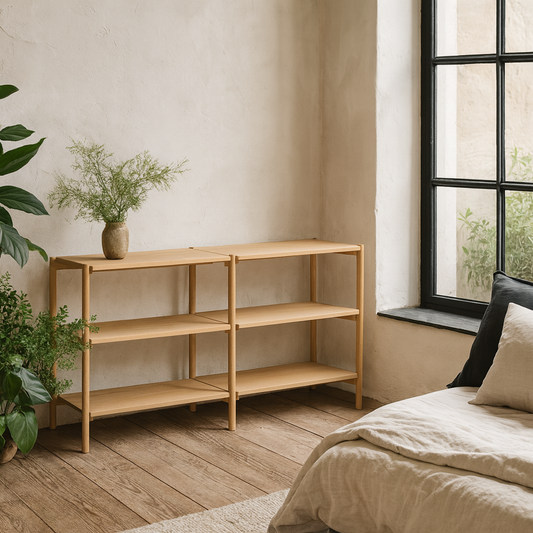 Berrytwist Scandi White Oak Veneer Bookcase 4 Shelves