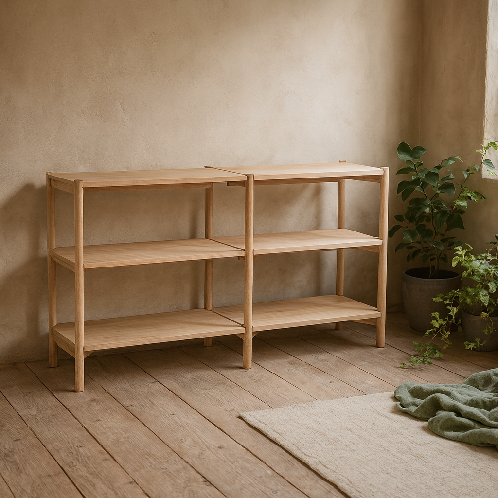 Berrytwist Scandi Natural Oak Veneer Bookcase 4 Shelves