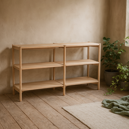 Berrytwist Scandi Natural Oak Veneer Bookcase 4 Shelves