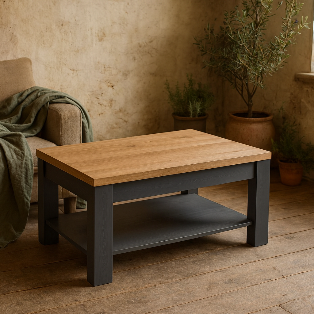 Bramblecroft Navy and Natural Oak Wood Coffee Table