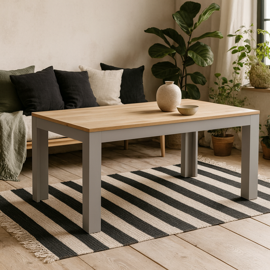 Bramblecroft Grey and Natural Oak Wood Extending Dining Table