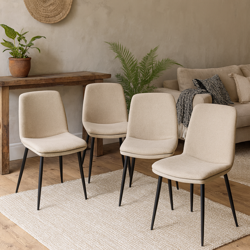 Set of 4 Mosslight Beige Upholstered Dining Chairs