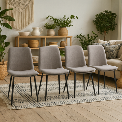 Set of 4 Mosslight Grey Upholstered Dining Chairs