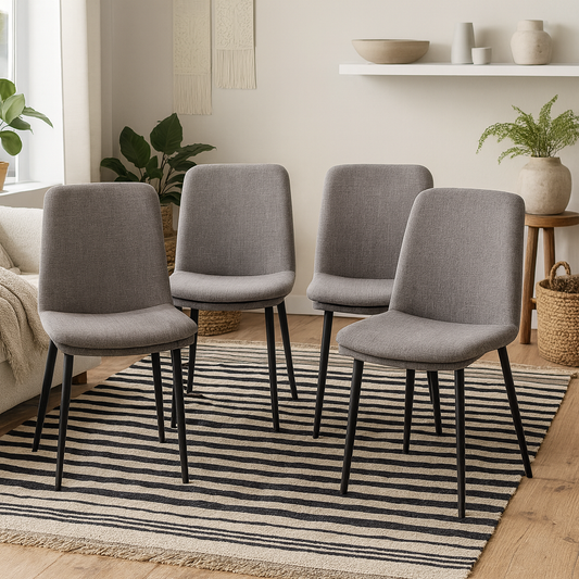 Set of 4 Mosslight Grey Upholstered Dining Chairs