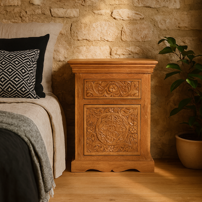 Brighton Mango Wood Bedside Table 1 Drawer and 1 Cupboard