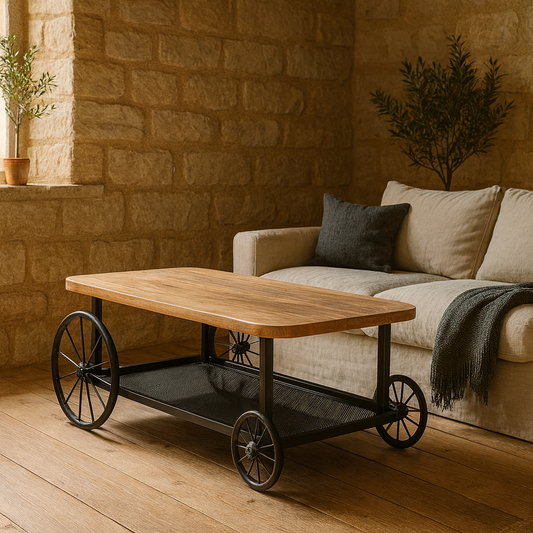 Shanghai Industrial Oak and Black Modern Coffee Table
