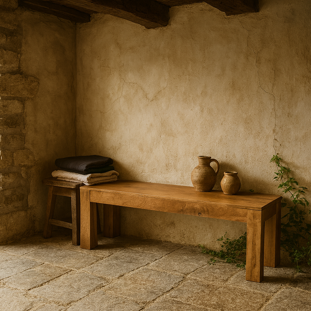 Manila Solid Light Mango Wood Bench