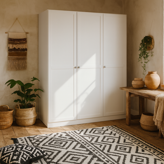 Cherryfern White Wooden Wardrobe 3 Frame Doors