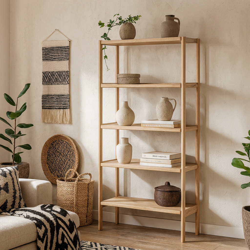 Berrytwist White Oak Veener Bookcase 4 Shelves