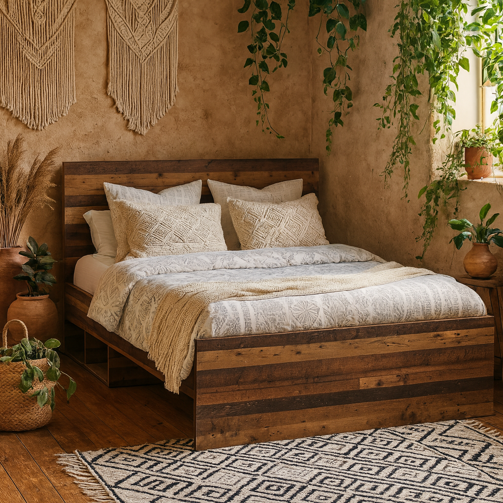 Whimwick Small Double 4ft Walnut Industrial Bed Frame