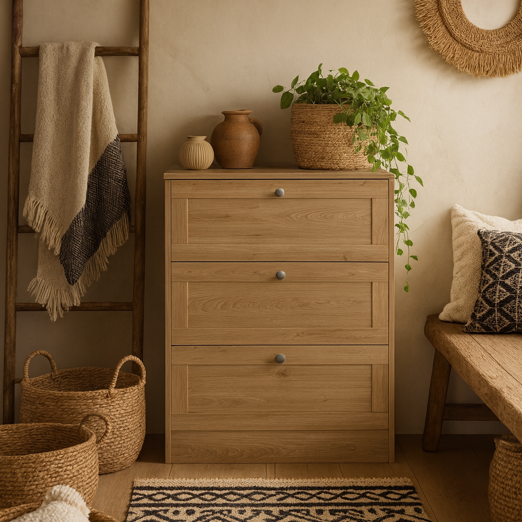 Cherryfern Chest with 3 Frame Drawers in Jackson Hickory