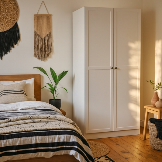 Cherryfern White Wooden Wardrobe 2 Frame Doors
