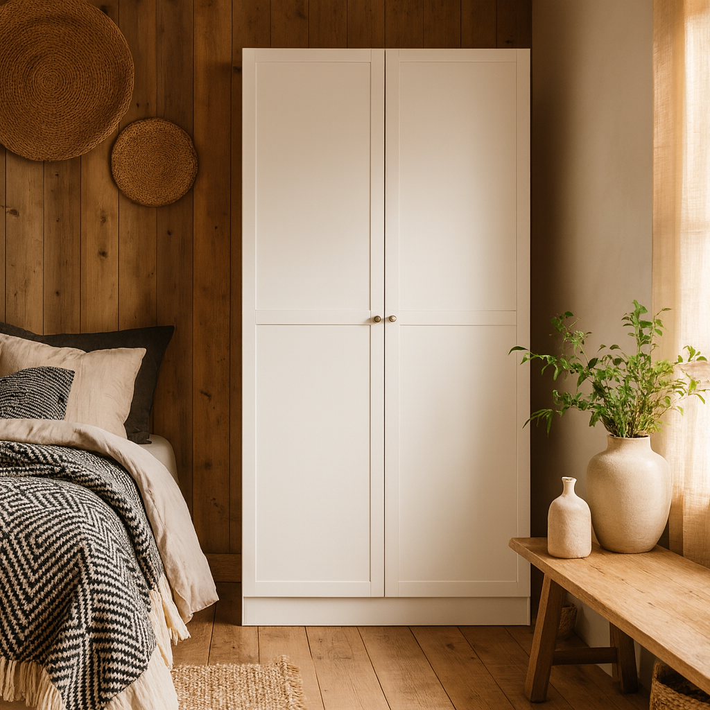 Cherryfern White Wooden Wardrobe 2 Frame Doors