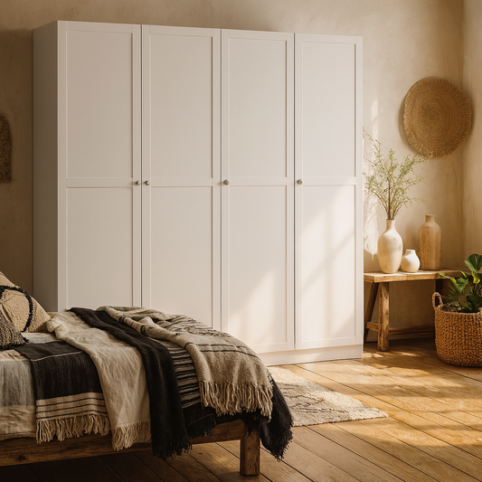 Cherryfern White Wooden Wardrobe 4 Frame Doors