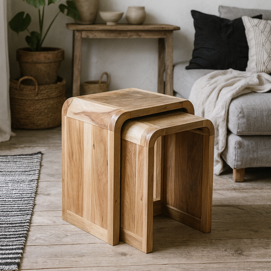 Set of 2 Los Angeles Reclaimed Wood Nesting Tables