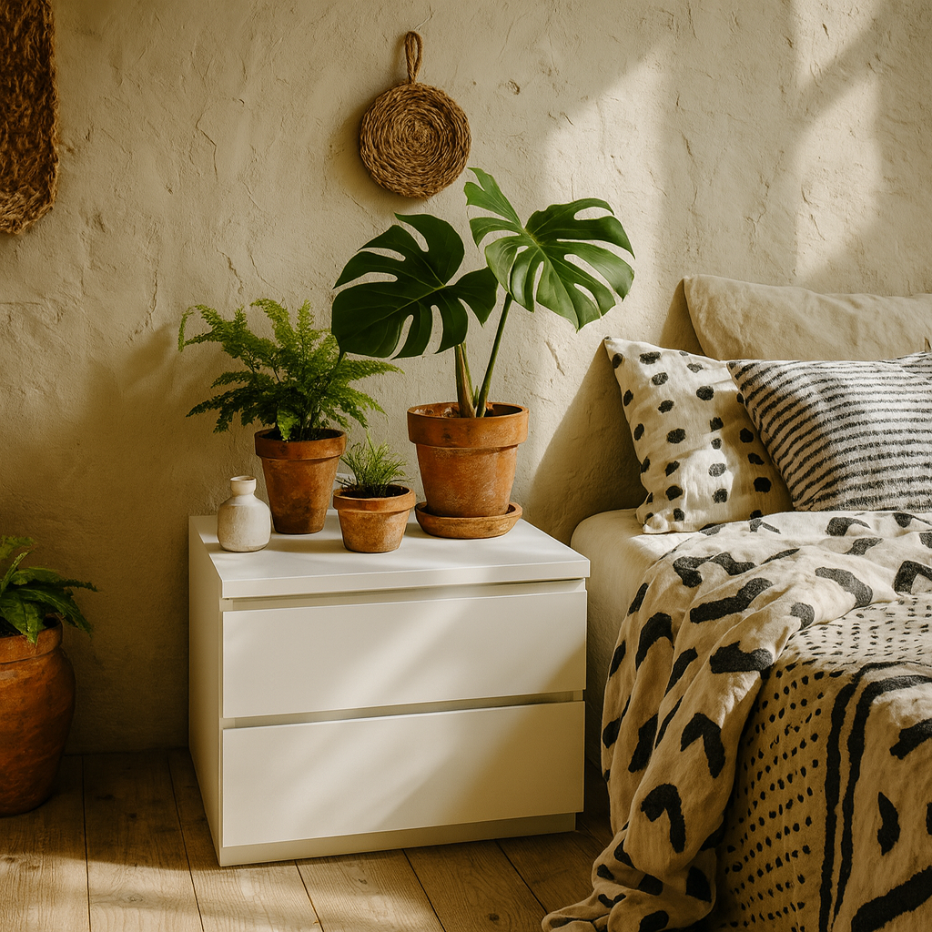 Rome Matt White Wooden Bedside Table 2 Drawers