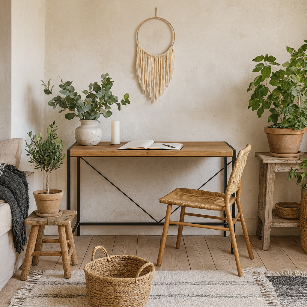 Barbados Natural Oak Wood Office Desk Black Metal Base