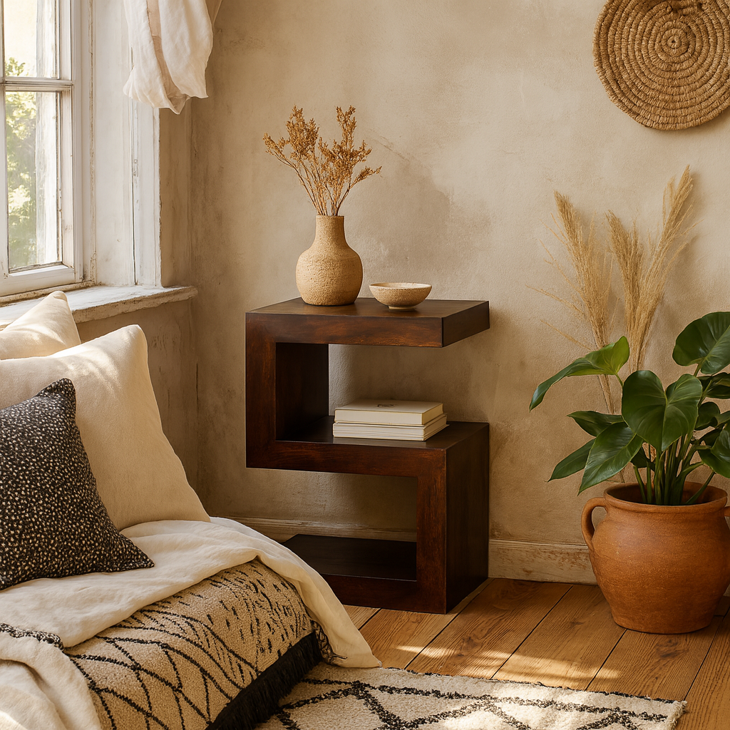 Phuket Dark Mango Wood S-Shaped Side Table