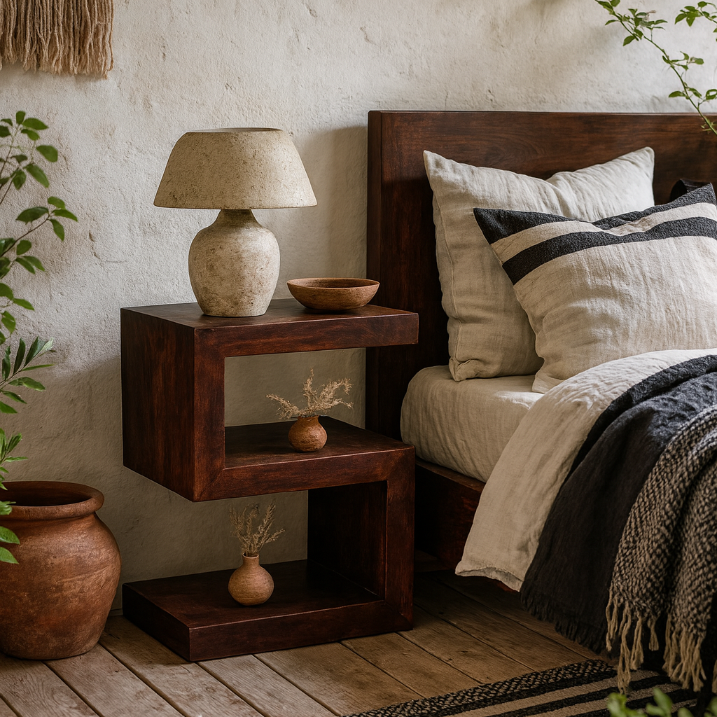 Phuket Dark Mango Wood S-Shaped Side Table