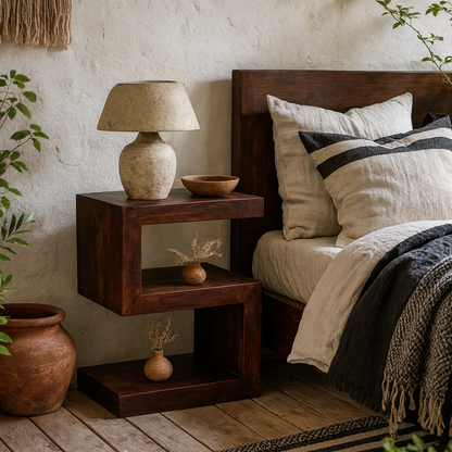 Phuket Dark Mango Wood S-Shaped Side Table