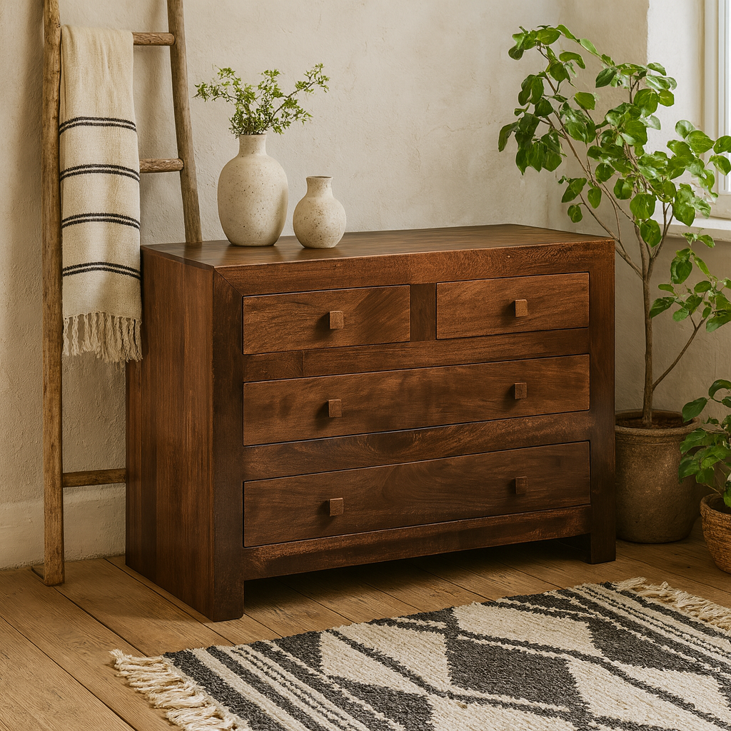 Phuket Dark Mango Wood 4 Drawer Dressing Chest