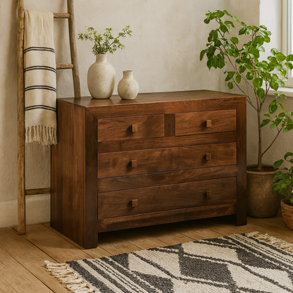 Phuket Dark Mango Wood 4 Drawer Dressing Chest
