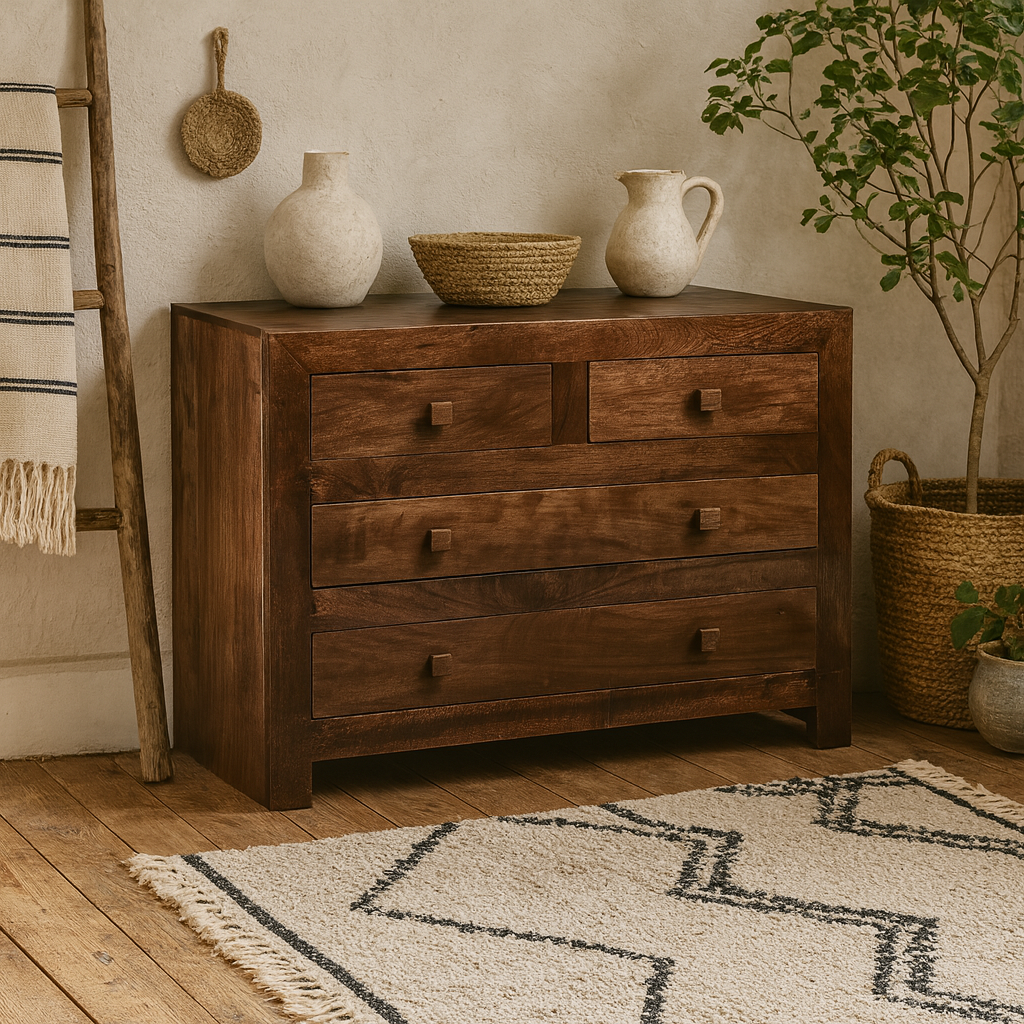Phuket Dark Mango Wood 4 Drawer Dressing Chest